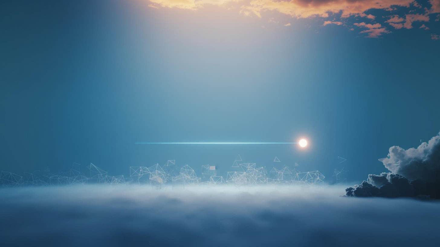 Representación de coste mínimo abstracto, línea horizontal limpia única al 0.5% con acento azul, espacio abierto para respirar sugiriendo eficiencia y reducción de costes, diseño geométrico ligero con elementos mínimos representando cero comisiones fijas y precios transparentes